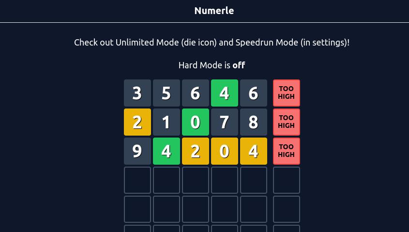 Play the game Numberle Unlimited